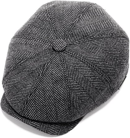 Valkyrie Unisex Gri Balıksırtı Kasket Şapka Vintage İngiliz Stil 8 Dilimli Newsboy Cap
