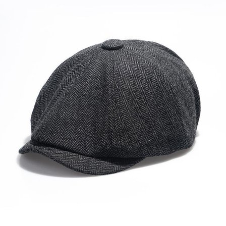 Valkyrie Unisex Siyah Balıksırtı Kasket Şapka Vintage İngiliz Stil 8 Dilimli Newsboy Cap