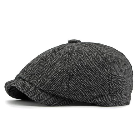 Valkyrie Unisex Siyah Balıksırtı Kasket Şapka Vintage İngiliz Stil 8 Dilimli Newsboy Cap