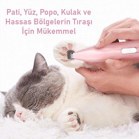 Valkyrie Kedi Köpek Pati Tüy Kesme Makinesi Sessiz Hassas Bölge Traş Cihazı Seramik & Çelik Bıçaklı Pembe