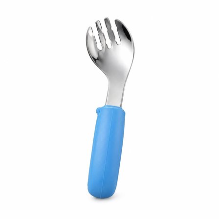 Valkyrie 2’li Çocuk Çatal Kaşık Seti 316L Paslanmaz Çelik Ergonomik Saplı Bebek Kaşık Seti Mavi-Turuncu