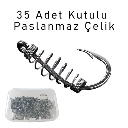 Valkyrie 35 Adet Yaylı Balık Kancası Seti – Paslanmaz Çelik Hazneli Yem Tutucu Olta İğnesi #5-#11