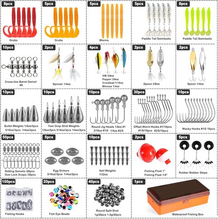 Valkyrie Profesyonel Balık Avı Seti – 354 Parça Yem, Kanca, Kurşun, Sahte Yem Kutulu Full Set