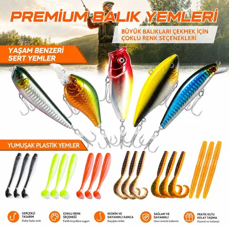 Valkyrie Profesyonel Balık Avı Seti – 404 Parça Yem, Kanca, Kurşun, Sahte Yem Taşıma Kutulu Full Set
