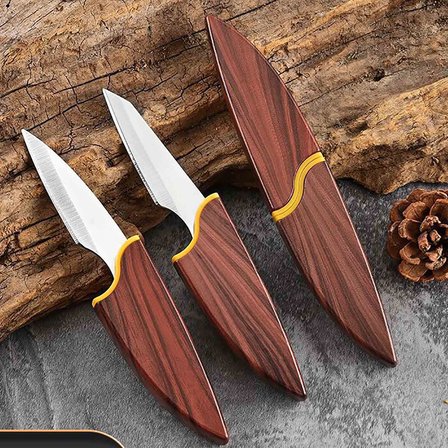 Valkyrie Mini Şef Yemek Bıçağı Ahşap Kılıflı Paslanmaz Çelik Meyve Sebze Soyma Doğrama Bıçağı
