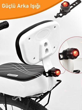 Valkyrie Bisiklet Arka Koltuk Seti Sırt Destekli Sele Minderi Tutma Barı Ayak Pedalı Arka Işıklı