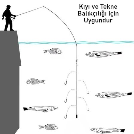 Valkyrie 5 İğneli Paslanmaz Çelik Halatlı Dip Hırsız Olta Takımı 4’lü Set 10# Karbon Çelik İğne