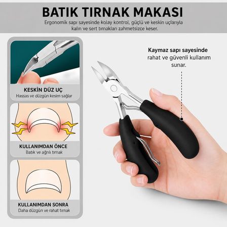 Valkyrie 6 Parça Batık Tırnak Makası Seti Profesyonel Pedikür Manikür Bakım Seti B5pp