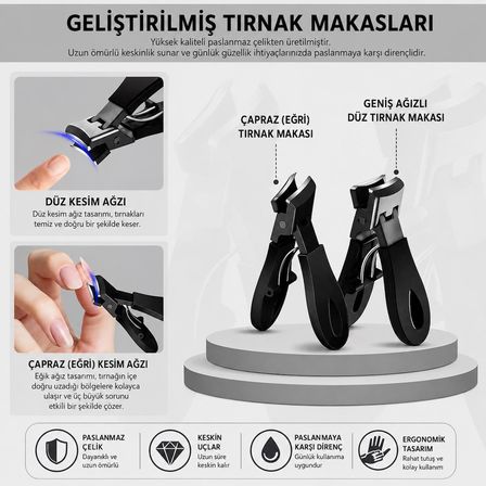 Valkyrie 6 Parça Batık Tırnak Makası Seti Profesyonel Pedikür Manikür Bakım Seti B5pp