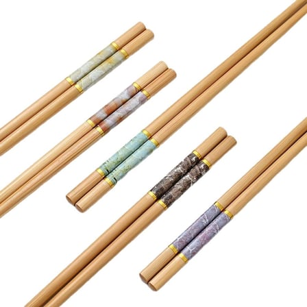 Valkyrie 5 Çift 24cm Bambu Desenli Yemek Çubuğu Seti Hediyelik Kutulu Japon Sushi Chopstick 