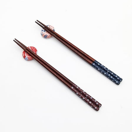 Valkyrie 2 Çift Doğal Ahşap Yemek Çubuğu Seti – Seramik Çubuk Tutacaklı Kutulu Japon Chopstick Seti