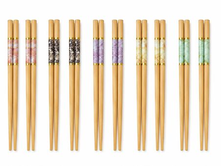 Valkyrie 10 Çift Mermer Desenli Bambu Yemek Çubuğu Seti 20 Adet Kaymaz Uçlu Kutulu Chopstick