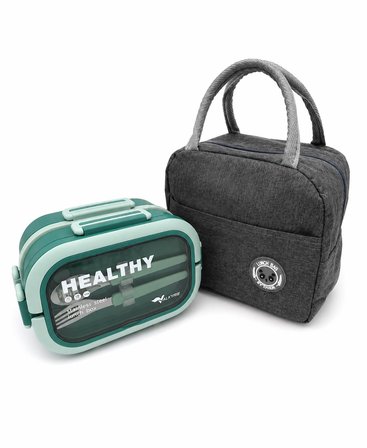 Valkyrie 304 Çelik Bölmeli Lunch Box Seti | Termal Çantalı, Bölmeli, Çatal Kaşıklı, Sızdırmaz Yemek Kabı Sarı-Yeşil