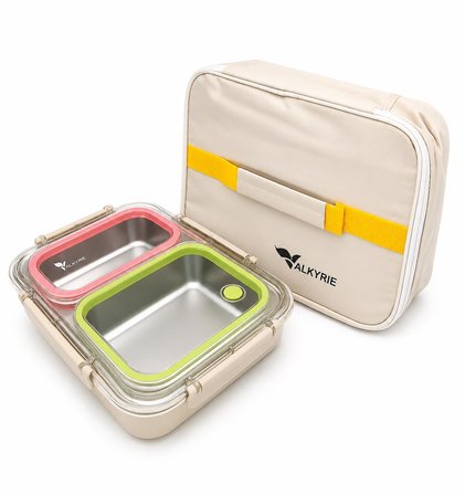 Valkyrie 2 Bölmeli 304 Paslanmaz Çelik Lunch Box | Sızdırmaz  Renkli Yemek Taşıma Kabı + Termal Çanta