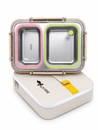 Valkyrie 2 Bölmeli 304 Paslanmaz Çelik Lunch Box | Sızdırmaz  Renkli Yemek Taşıma Kabı + Termal Çanta