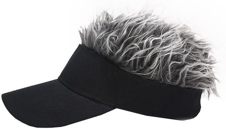 Valkyrie Peruk Görünümlü Saçlı Şapka Unisex Vizör Şapka Gri Saçlı Ayarlanabilir Komik Saç Şapkası Güneşlik