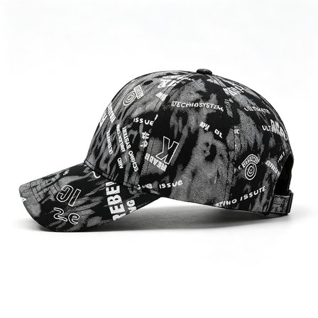 Valkyrie Unisex Siyah Grafiti Desenli Şapka Ayarlanabilir Baseball Cap Hip Hop Streetwear Spor Kep