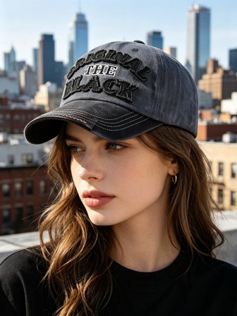 Valkyrie Original The Black Nakışlı Unisex Beyzbol Şapkası Vintage Eskitme Pamuk Ayarlanır Gri Siyah