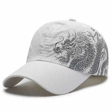 Valkyrie Dragon Nefes Alabilir Beyaz Spor Şapka – Ayarlanabilir Outdoor Balıkçı Günlük Unisex Şapka