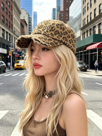 Valkyrie Vintage Leopar Desenli Eskitmeli Kadın Şapka Ayarlanabilir Beyzbol Şapkası Pamuk Baseball Cap