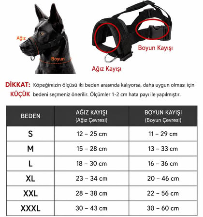 Valkyrie L Beden Köpek Ağızlığı Ayarlanabilir Nefes Alabilir Isırma Önleyici Yumuşak Pedli  Siyah