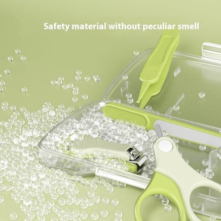 Valkyrie Kutulu 4’lü Bebek Tırnak Bakım Seti Güvenli Bebek Tırnak Makası Törpü Cımbız ve Makas Seti Yeşil