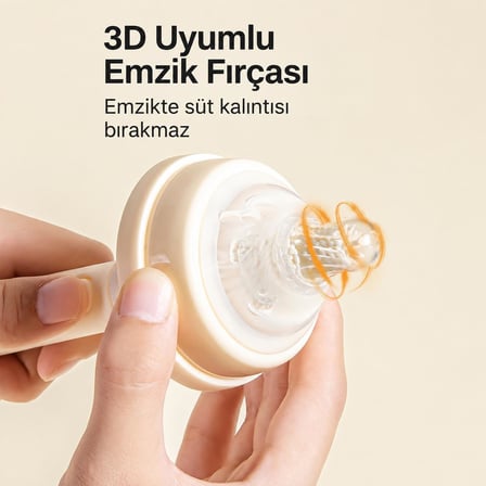 Valkyrie Seyahat Biberon Temizleme Seti Silikon Fırça Emzik Pipet Fırçası Saklama Kutulu Beyaz