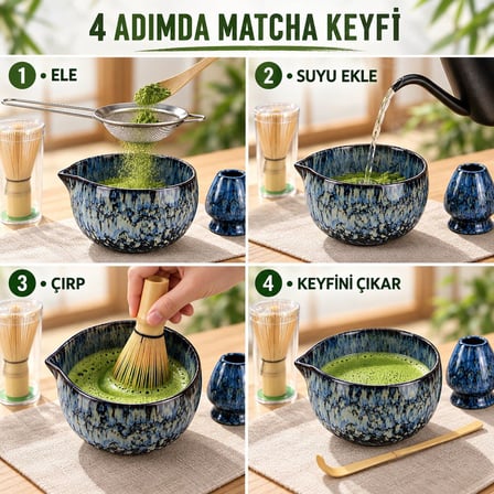 Valkyrie 5 Parça Matcha Seti Chasen Bambu Çırpıcı Chashaku Kaşık Chawan Kase ve Stand M663