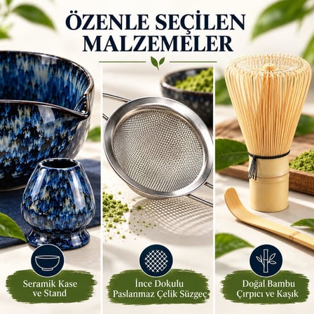 Valkyrie 5 Parça Matcha Seti Chasen Bambu Çırpıcı Chashaku Kaşık Chawan Kase ve Stand M663