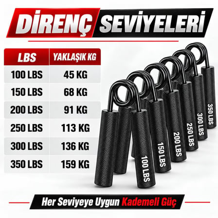 Valkyrie 6’lı El Yayı Seti 45-159 Kg Ayarlanabilir Kavrama Güçlendirici Metal Siyah
