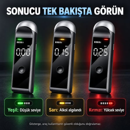 Valkyrie Dijital Alkol Test Cihazı Şarjlı Type-C Temassız Nefes Ölçer LED Ekranlı Taşınabilir