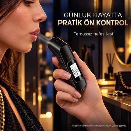 Valkyrie Dijital Alkol Test Cihazı USB Şarjlı Temassız Nefes Ölçer LCD Ekranlı Taşınabilir Alkolmetre