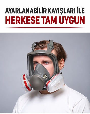Valkyrie Profesyonel Tam Yüz Gaz Maskesi Çift Filtreli 20 Yedek Filtreli Ayarlanabilir Koruyucu Maske
