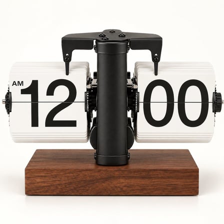 Retro Yapraklı Masa Saati Ahşap Tabanlı Sessiz Mekanizmalı Flip Clock Ev Ofis Kafe Dekoratif Saat Byz