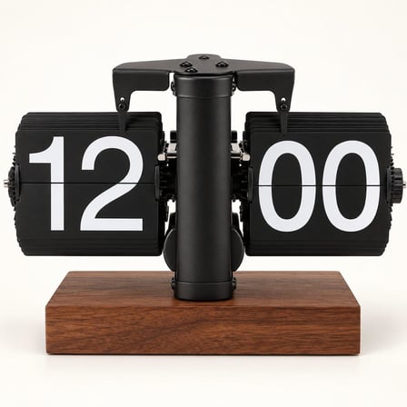 Retro Yapraklı Masa Saati Ahşap Tabanlı Sessiz Mekanizmalı Flip Clock Ev Ofis Kafe Dekoratif Saat Syh