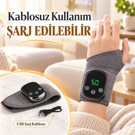 Valkyrie Isıtmalı Titreşimli El Bilek Masaj Aleti Şarjlı 5 Isı Ayarlı 3 Kademeli Masaj Destekli