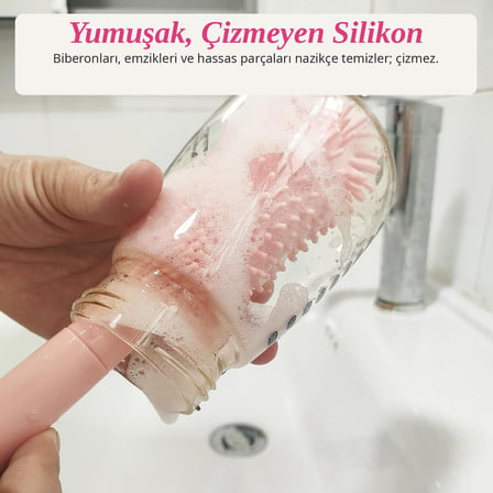 Valkyrie Ayıcık Seyahat Biberon Emzik Pipet Temizleme Seti Silikon Fırça Kurutma Standı Taşıma Kutusu Pembe