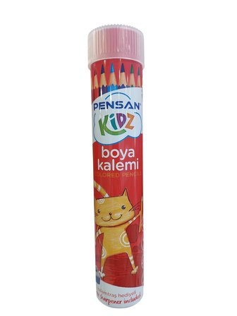 Pensan Kidz Kuru Boya Kalemi Tüplü 12 Renk Tam Boy Pe98051Tüp12