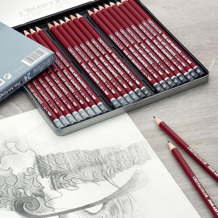Cretacolor Cleos Fine Art Dereceli Kalem Seti 24 Lü Metal Kutu 16024