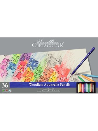 Cretacolor Aqua Monolith Ağaçsız Sulandırılabilir Boya Kalemi Seti 36 Renk Metal Kutu 25036