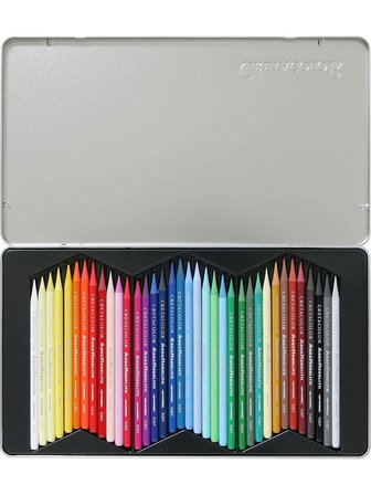 Cretacolor Aqua Monolith Ağaçsız Sulandırılabilir Boya Kalemi Seti 36 Renk Metal Kutu 25036