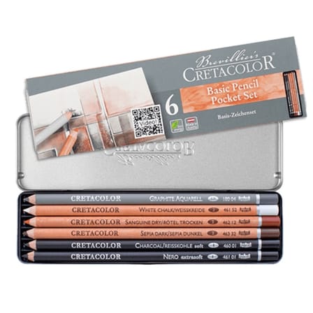 Cretacolor Basic Drawing Set Temel Çizim Kalemleri 6 Renk Metal Kutu 40006