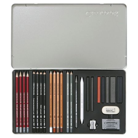 Cretacolor Teachers Choice Advanced Drawing Set Profesyonel Çizim Seti Metal Kutu 27 Parça 40042