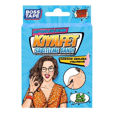 Boss Tape Kıyafet Sabitleme Bandı Dekolte Abiye Gelinlik Straplez Sabitleyici 24 Lü Tek Ebat Bt-07001