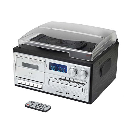 Knstar KN-110 Bluetooth Kumandalı Cdli Kaset USB Radyo 33-45-78 Plaklar Çalar Pikap