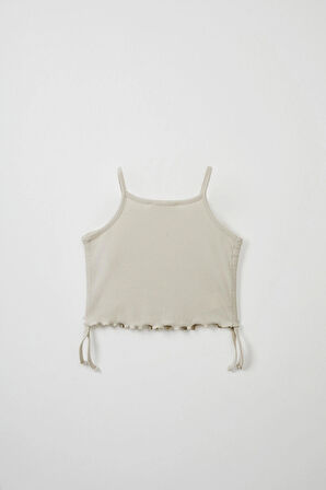 Ekru Fitilli Askılı Bluz - Mini Şort