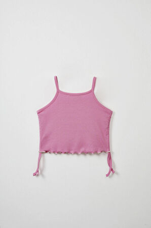 Pembe Fitilli Askılı Bluz - Mini Şort