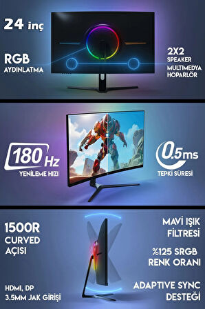 Xgen14 i7 12700F 12.Nesil 32GB 1TB Nvme M.2 SSD GTX1660 Super 24" 180Hz Curved Oyuncu Bilgisayarı