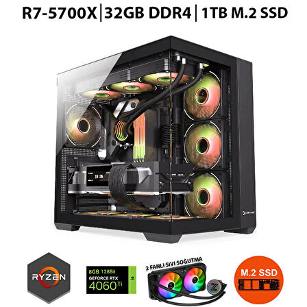 Zeiron Damage X50 Ryzen 7 5700X 32GB 1TB M.2 RTX4060Ti Sıvı Soğutmalı 27" 240Hz Oyuncu Bilgisayarı