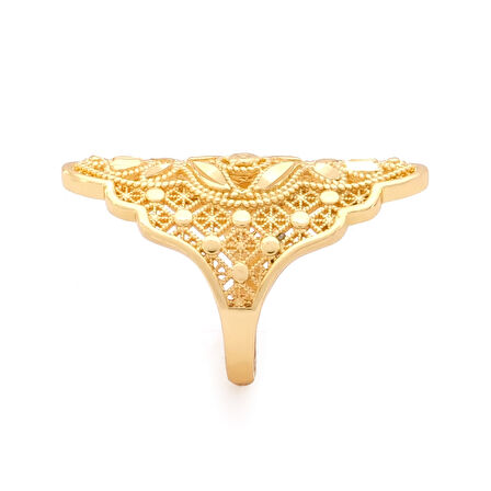 Çelik Yüzük Kadın Altın Kaplama Hint Model YZK-471